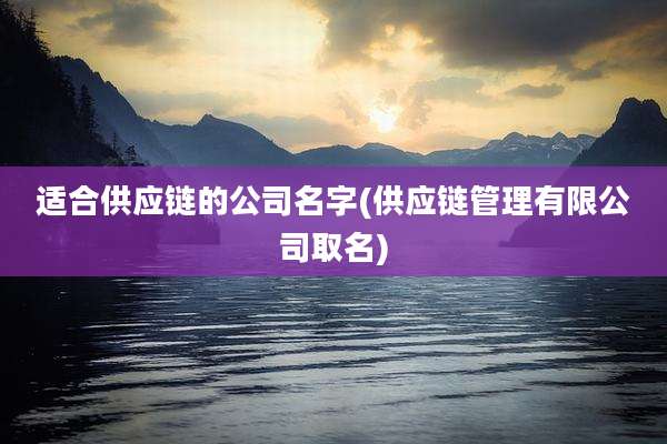适合供应链的公司名字(供应链管理有限公司取名)