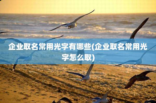 企业取名常用光字有哪些(企业取名常用光字怎么取)
