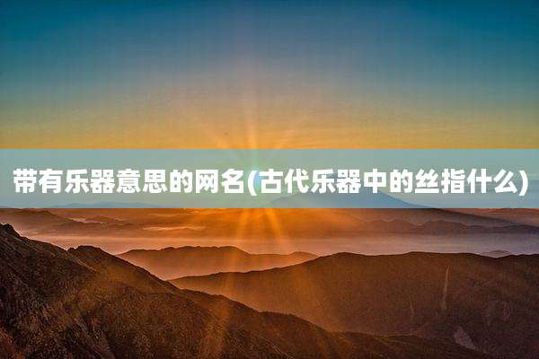 带有乐器意思的网名(古代乐器中的丝指什么)