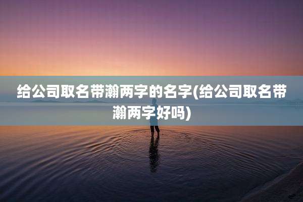 给公司取名带瀚两字的名字(给公司取名带瀚两字好吗)