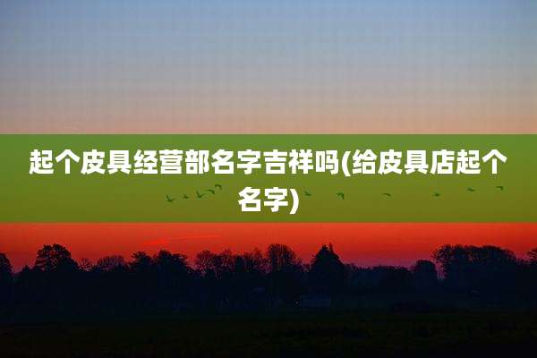 起个皮具经营部名字吉祥吗(给皮具店起个名字)