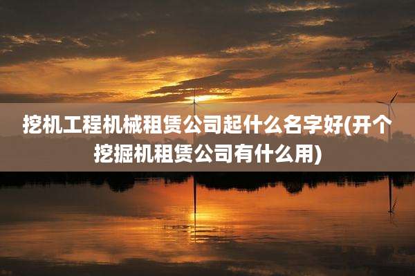 挖机工程机械租赁公司起什么名字好(开个挖掘机租赁公司有什么用)