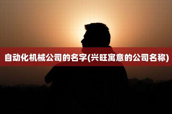 自动化机械公司的名字(兴旺寓意的公司名称)