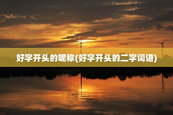 好字开头的昵称(好字开头的二字词语)