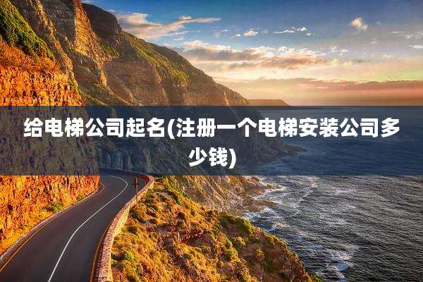给电梯公司起名(注册一个电梯安装公司多少钱)