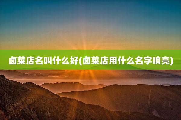 卤菜店名叫什么好(卤菜店用什么名字响亮)