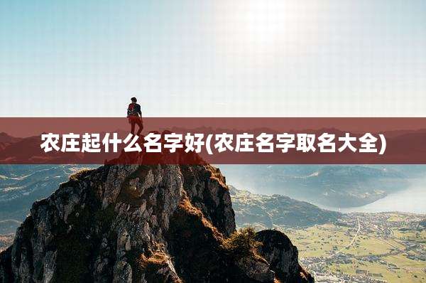 农庄起什么名字好(农庄名字取名大全)