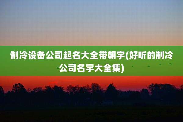 制冷设备公司起名大全带朝字(好听的制冷公司名字大全集)
