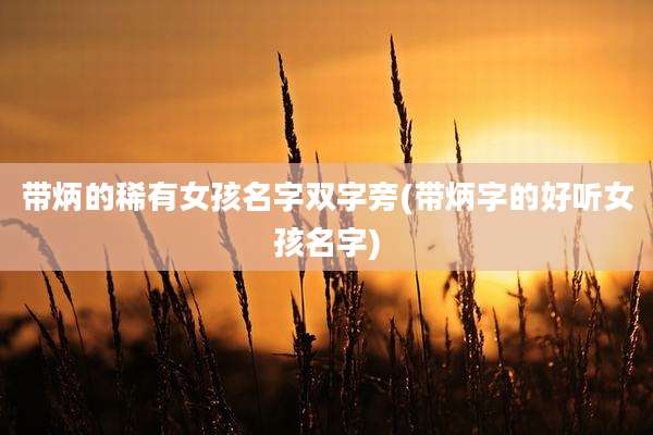 带炳的稀有女孩名字双字旁(带炳字的好听女孩名字)