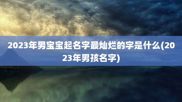 2023年男宝宝起名字最灿烂的字是什么(2023年男孩名字)