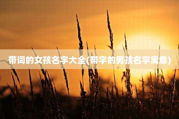 带词的女孩名字大全(带字的男孩名字寓意)