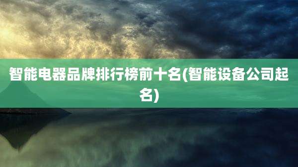 智能电器品牌排行榜前十名(智能设备公司起名)