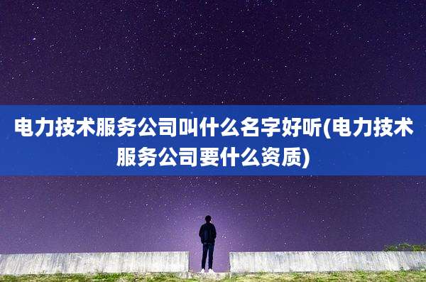 电力技术服务公司叫什么名字好听(电力技术服务公司要什么资质)