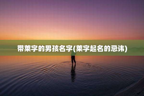 带莱字的男孩名字(莱字起名的忌讳)