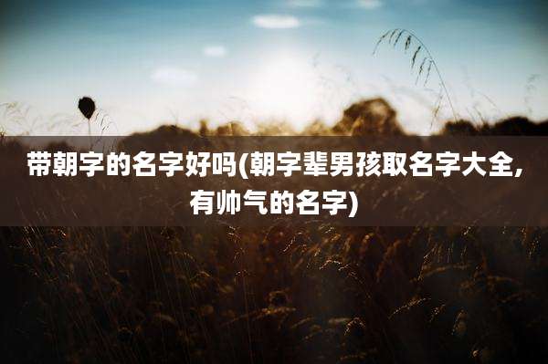 带朝字的名字好吗(朝字辈男孩取名字大全,有帅气的名字)