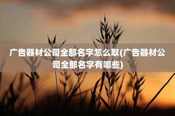 广告器材公司全部名字怎么取(广告器材公司全部名字有哪些)