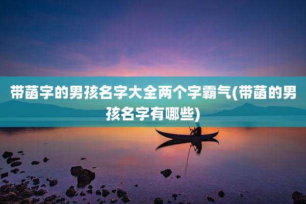 带菡字的男孩名字大全两个字霸气(带菡的男孩名字有哪些)