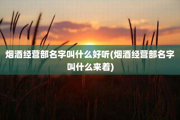 烟酒经营部名字叫什么好听(烟酒经营部名字叫什么来着)