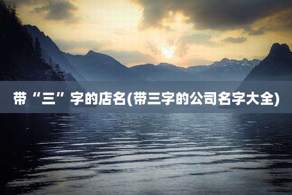带“三”字的店名(带三字的公司名字大全)