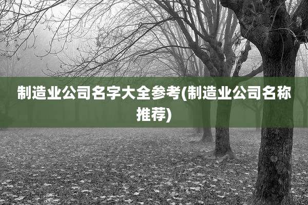 制造业公司名字大全参考(制造业公司名称推荐)