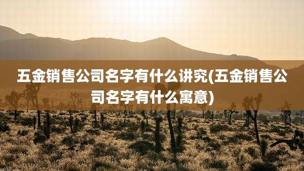 五金销售公司名字有什么讲究(五金销售公司名字有什么寓意)