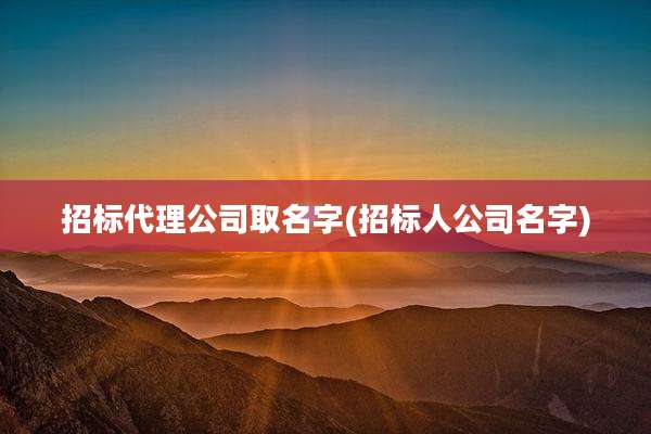 招标代理公司取名字(招标人公司名字)