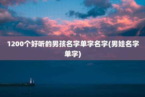 1200个好听的男孩名字单字名字(男娃名字单字)