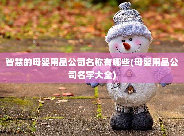 智慧的母婴用品公司名称有哪些(母婴用品公司名字大全)