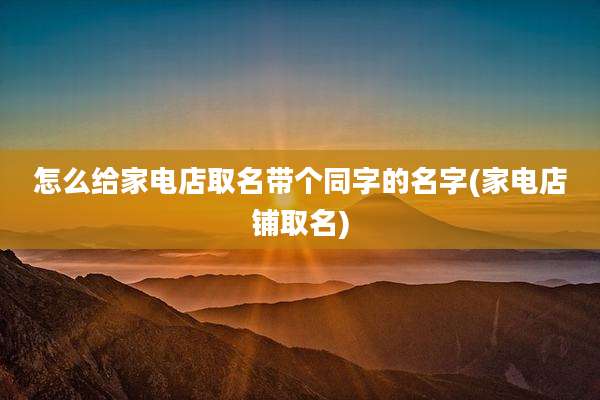 怎么给家电店取名带个同字的名字(家电店铺取名)