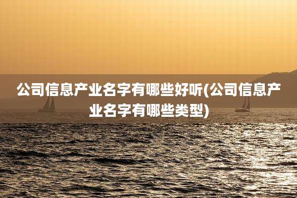 公司信息产业名字有哪些好听(公司信息产业名字有哪些类型)