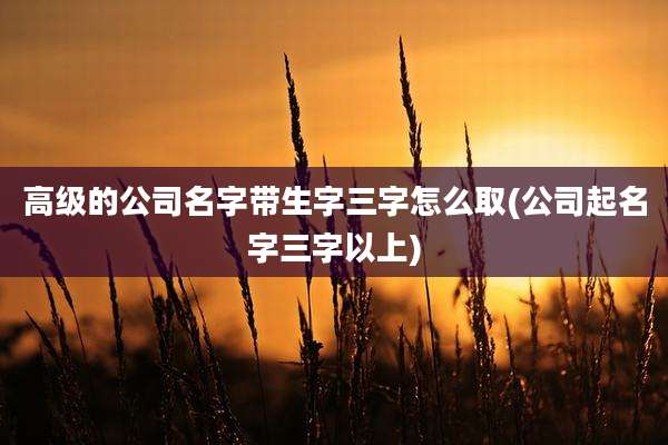 高级的公司名字带生字三字怎么取(公司起名字三字以上)