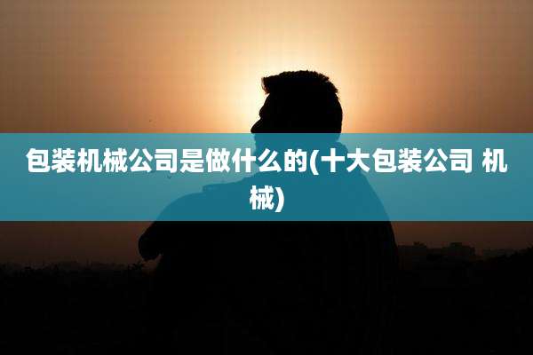 包装机械公司是做什么的(十大包装公司 机械)