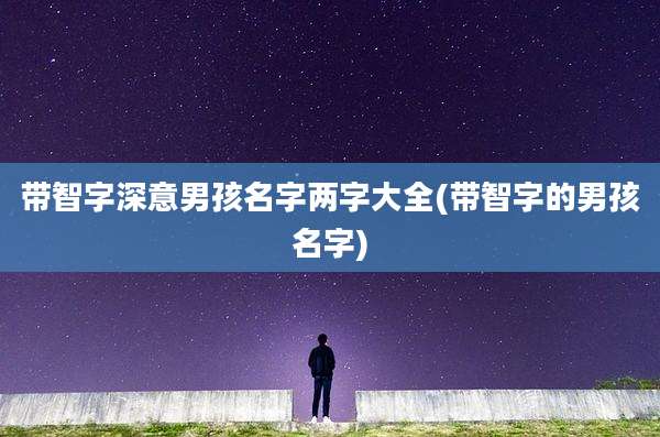 带智字深意男孩名字两字大全(带智字的男孩名字)