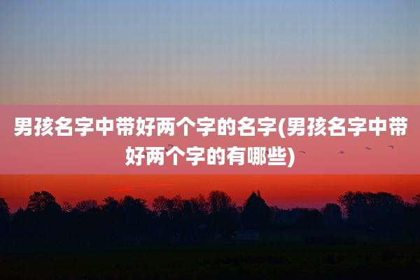 男孩名字中带好两个字的名字(男孩名字中带好两个字的有哪些)