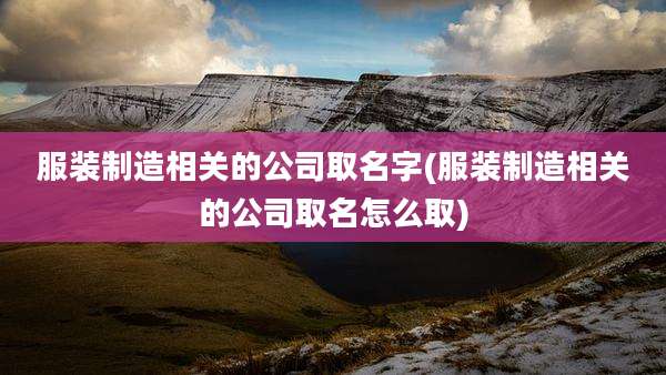服装制造相关的公司取名字(服装制造相关的公司取名怎么取)
