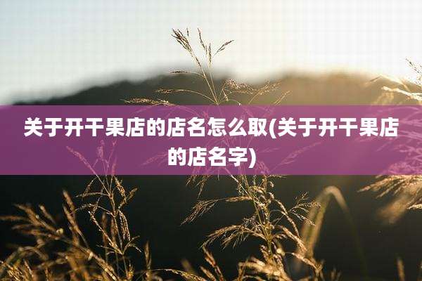 关于开干果店的店名怎么取(关于开干果店的店名字)