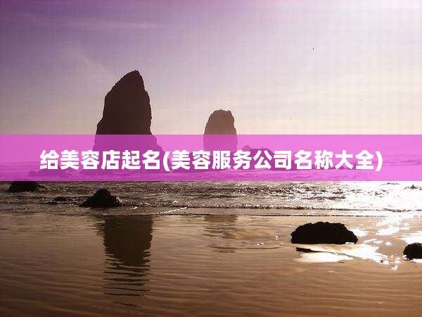 给美容店起名(美容服务公司名称大全)