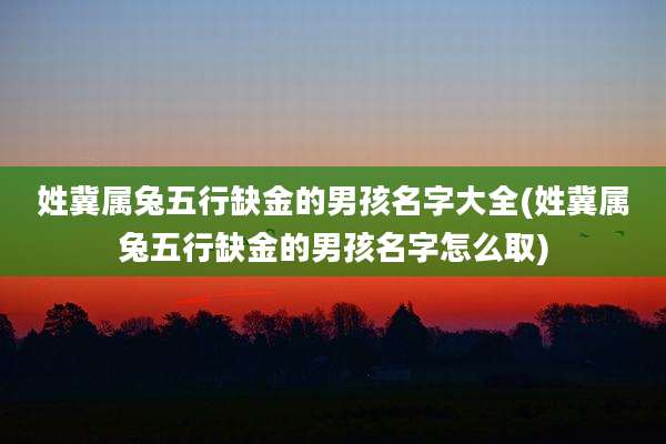 姓冀属兔五行缺金的男孩名字大全(姓冀属兔五行缺金的男孩名字怎么取)