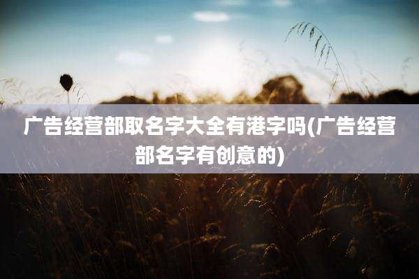 广告经营部取名字大全有港字吗(广告经营部名字有创意的)