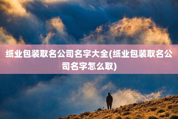 纸业包装取名公司名字大全(纸业包装取名公司名字怎么取)