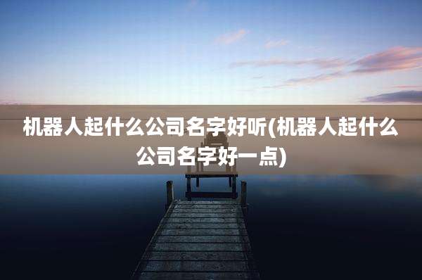 机器人起什么公司名字好听(机器人起什么公司名字好一点)