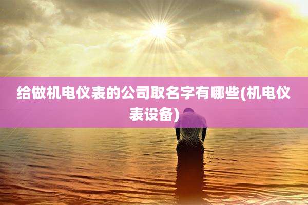 给做机电仪表的公司取名字有哪些(机电仪表设备)