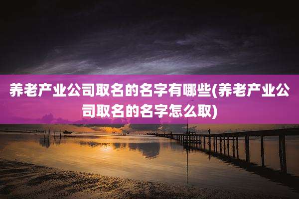 养老产业公司取名的名字有哪些(养老产业公司取名的名字怎么取)