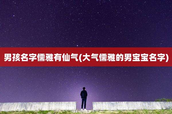 男孩名字儒雅有仙气(大气儒雅的男宝宝名字)