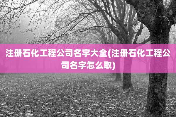 注册石化工程公司名字大全(注册石化工程公司名字怎么取)