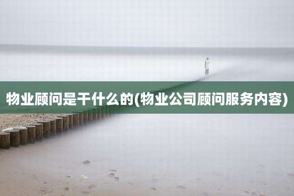 物业顾问是干什么的(物业公司顾问服务内容)