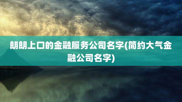 朗朗上口的金融服务公司名字(简约大气金融公司名字)