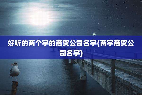 好听的两个字的商贸公司名字(两字商贸公司名字)