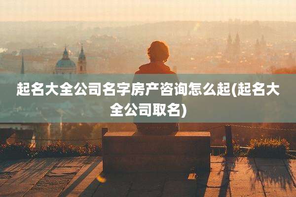 起名大全公司名字房产咨询怎么起(起名大全公司取名)