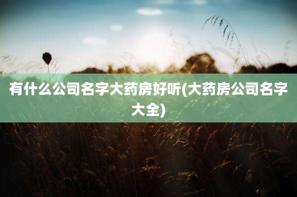 有什么公司名字大药房好听(大药房公司名字大全)